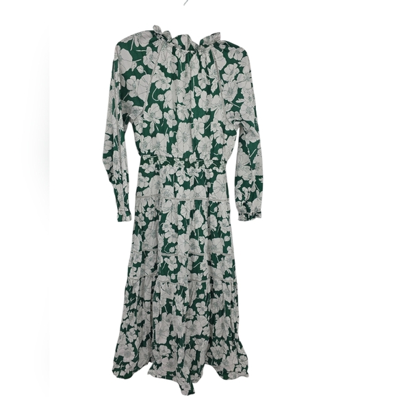 Tuckernuck Emerald Green and White Floral Tiered Midi Dress - Picture 6 of 6